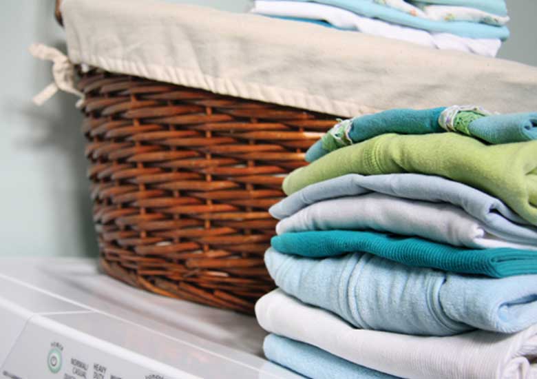 Clean folded clothes after washing with detergent grade CMC