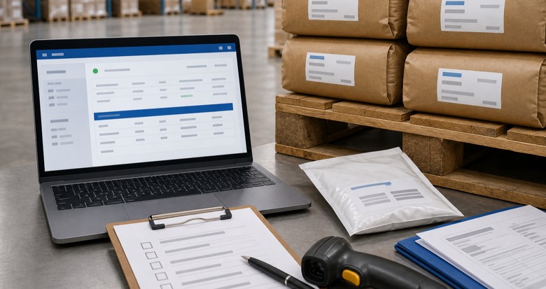 CMC certificate database record matched with product grade and shipment traceability documents