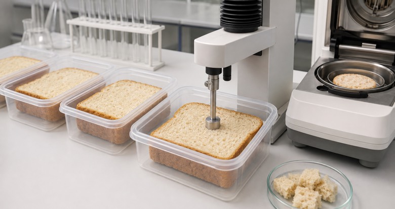 Matched bread samples evaluated for crumb texture during a controlled storage trial