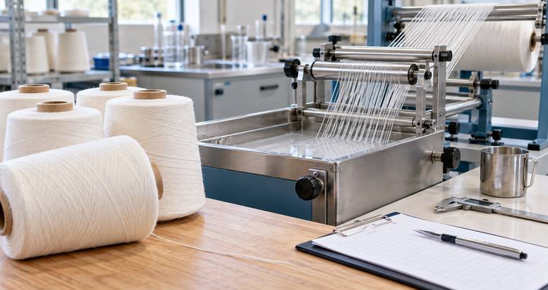 Generic textile laboratory setup for a controlled cotton warp sizing CMC qualification trial