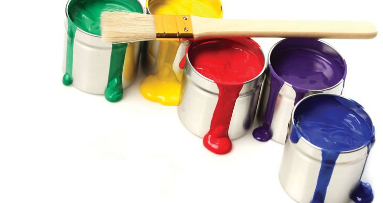 Unbranded paint cans and brush illustrating application flow checks in a controlled formulation